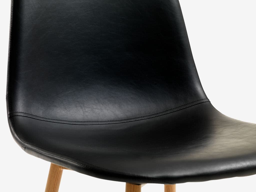 Cadeira de jantar JONSTRUP pele sintética preto/cor carvalho