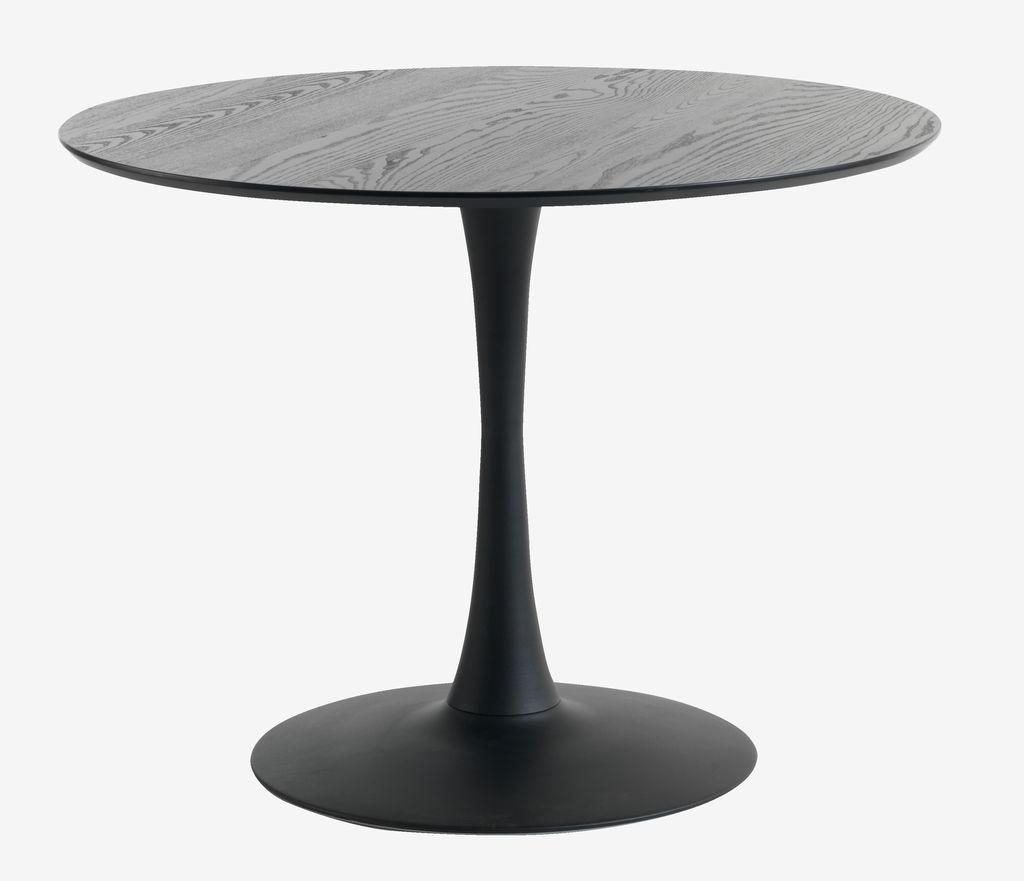 Mesa de jantar RINGSTED Ø100 folheado de freixo preto