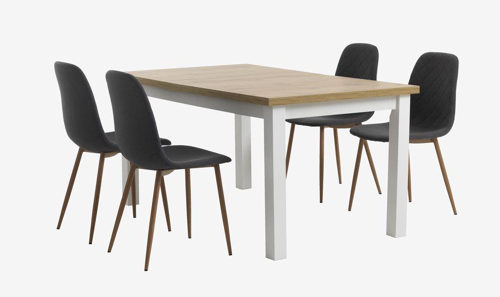 MARKSKEL C150/193 mesa + 4 JONSTRUP cinz asfalto/carvalho