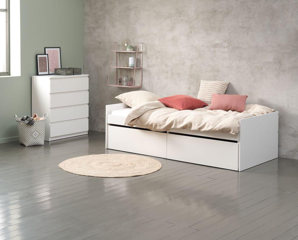 Cama com arrumação TANGBJERG 90/180x200 branco