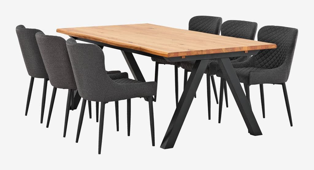 Mesa de jantar SANDBY 100x210 carvalho natural/preto