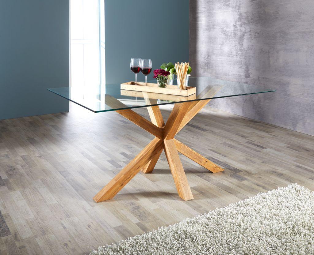 Mesa de jantar AGERBY 90x160 vidro/carvalho