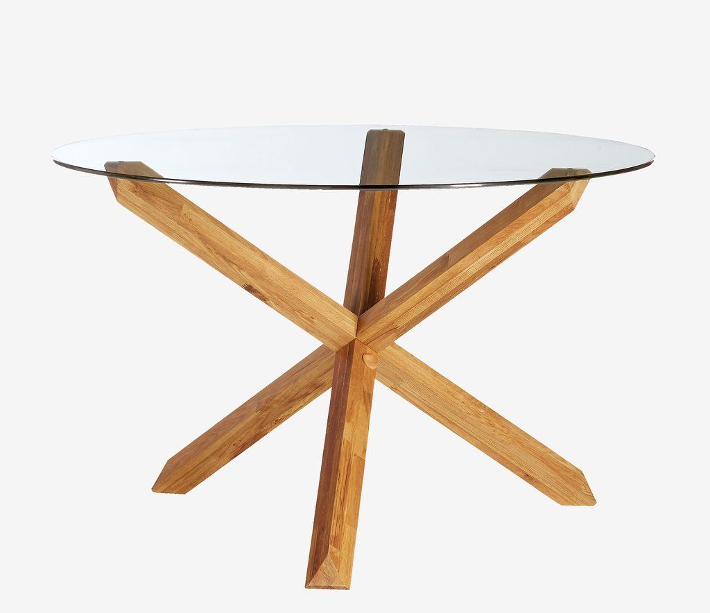 Mesa de jantar AGERBY Ø119 vidro/carvalho