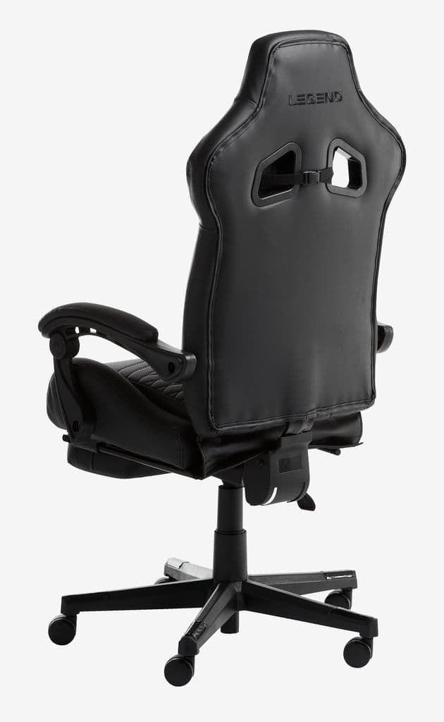 Cadeira gaming HALLUM c/ apoio para pés pele sintética preto