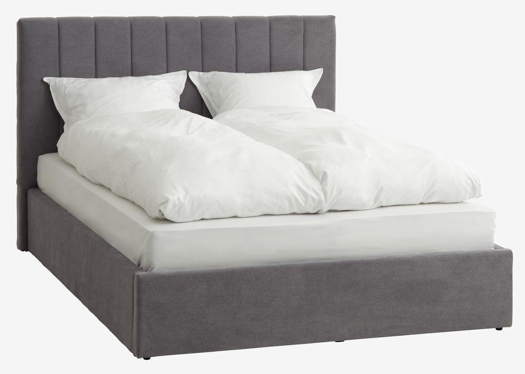 Estrutura de cama HASLEV 140x190 cinzento escuro