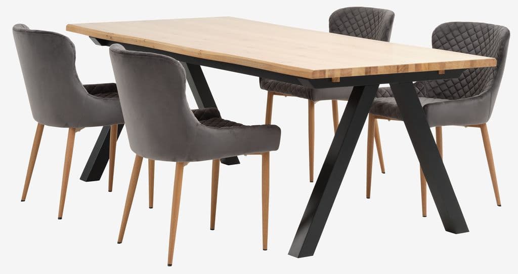 Mesa de jantar SANDBY 100x210 carvalho natural/preto