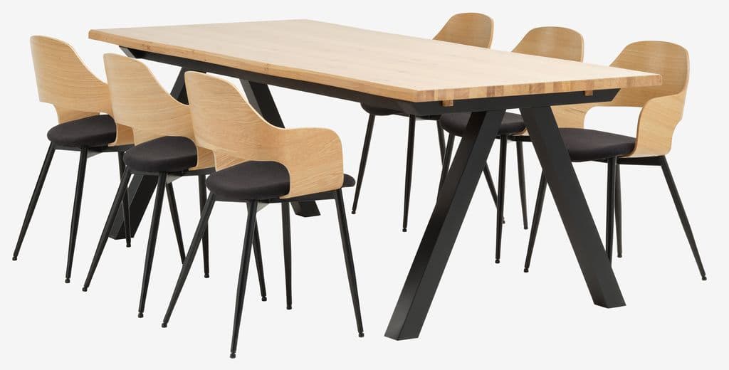Mesa de jantar SANDBY 100x210 carvalho natural/preto