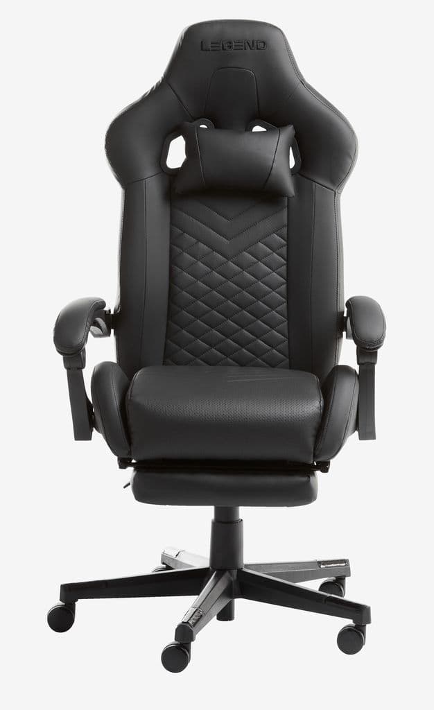 Cadeira gaming HALLUM c/ apoio para pés pele sintética preto