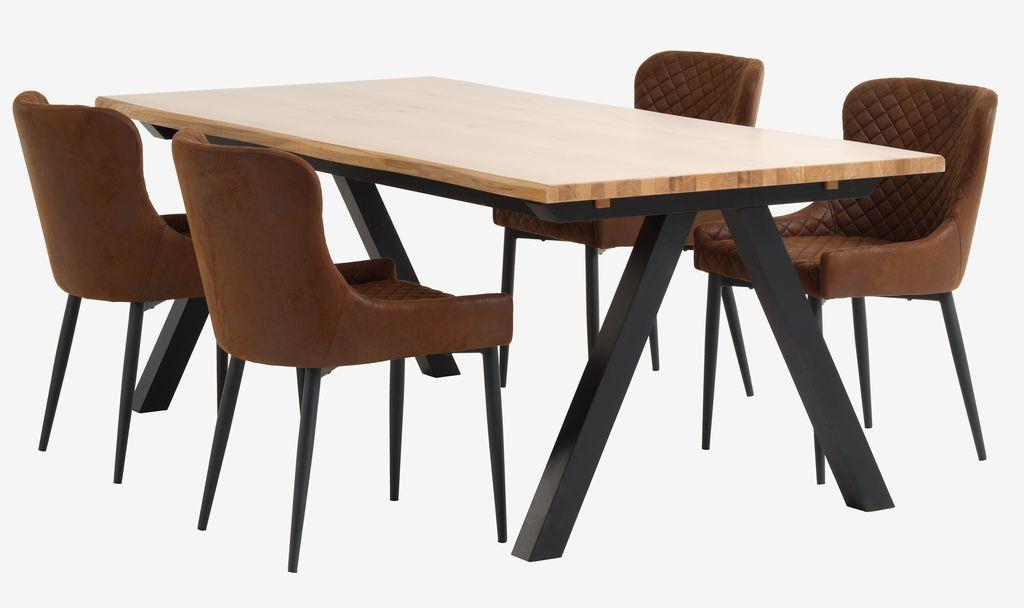 SANDBY C210 mesa carvalho natural + 4 PEBRINGE cast/preto