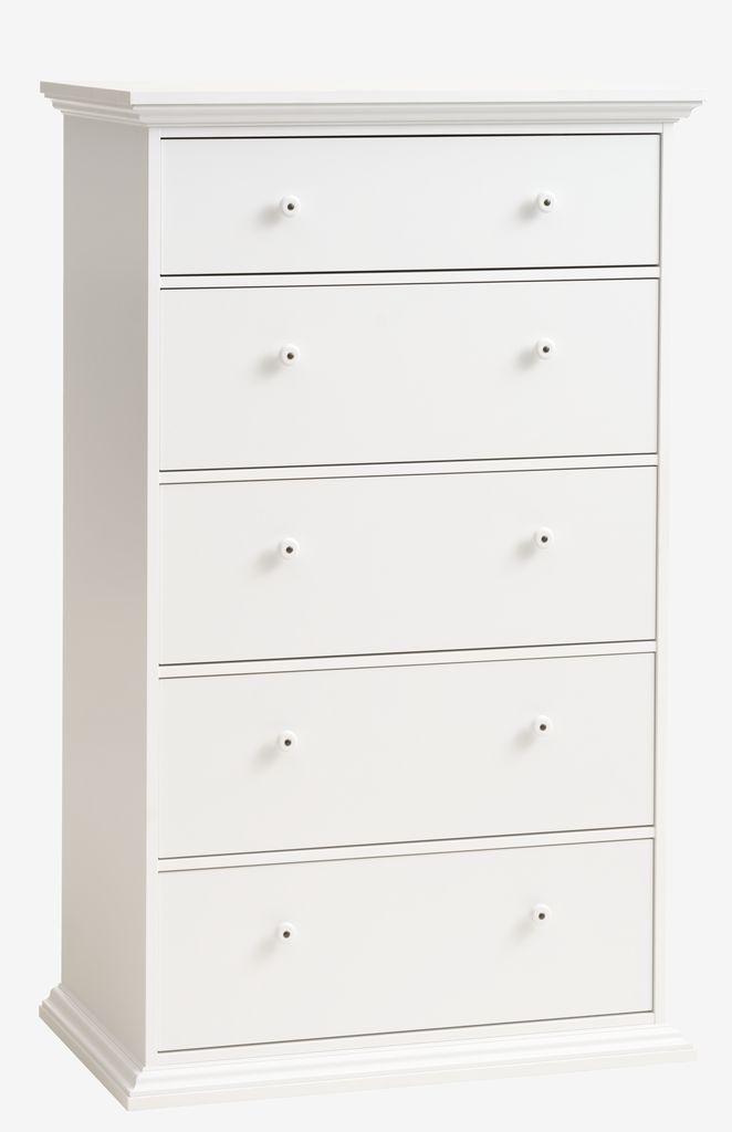 Cómoda FREDENSBORG 5 gavetas branco