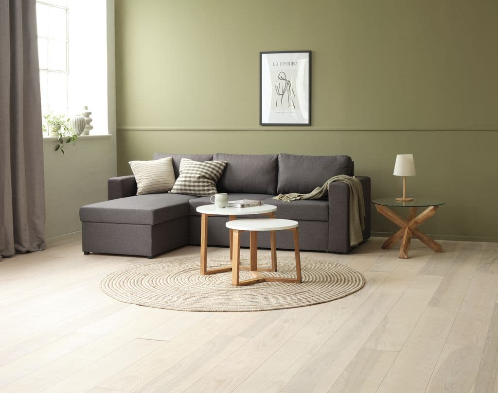 Sofá-cama chaise-longue MARSLEV tecido cinzento escuro