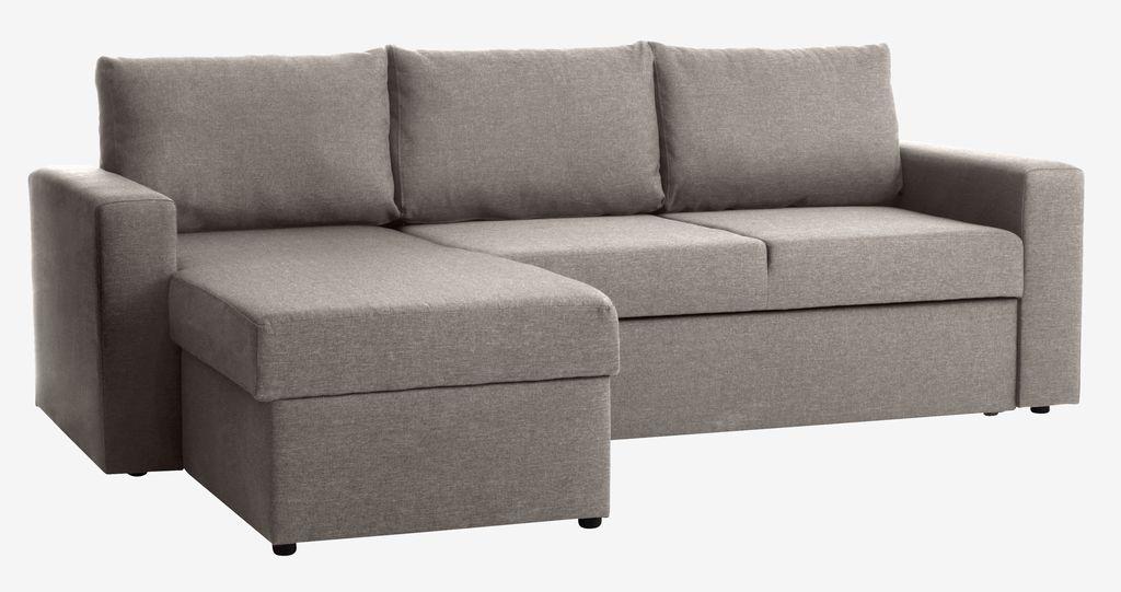 Sofá-cama chaise-longue MARSLEV tecido cinzento claro