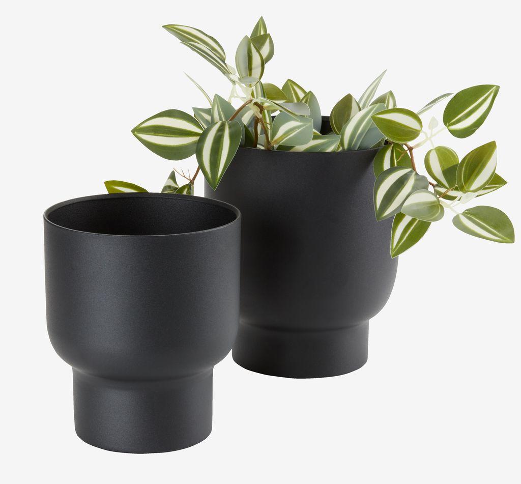 Vaso jardim SKADE Ø16/14 preto 2 unidades