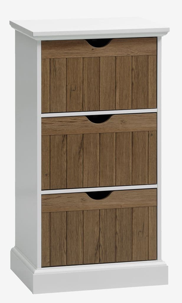 Cómoda OLDEKROG 3 gavetas cor carvalho/branco
