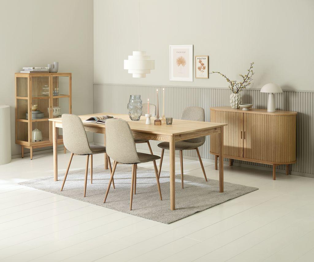 MARSTRUP C190/280 mesa carvalho + 4 BISTRUP cadeiras areia