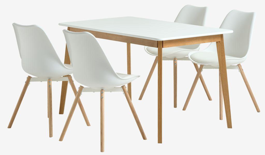 JEGIND C130 mesa branco + 4 KASTRUP cadeiras branco