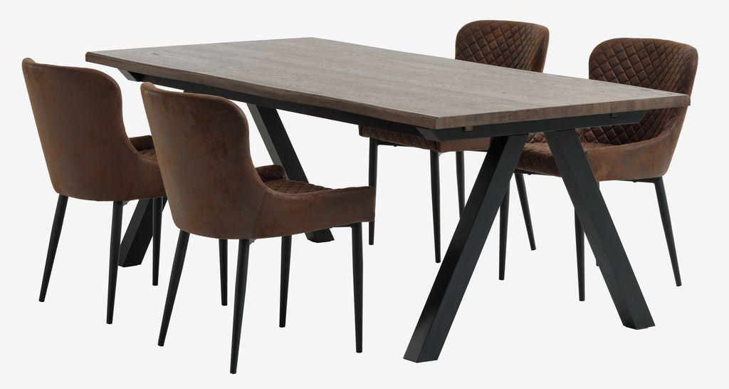 SANDBY C210 mesa carvalho escuro + 4 PEBRINGE cast/preto