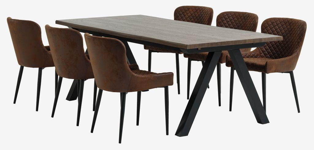 SANDBY C210 mesa carvalho escuro + 4 PEBRINGE cast/preto