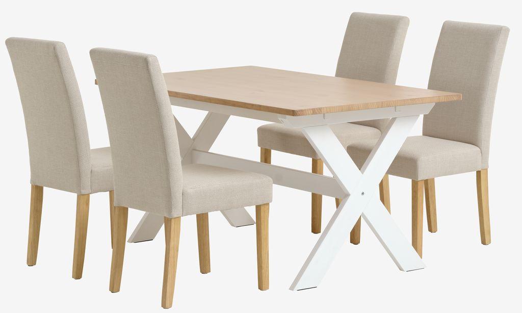 VISLINGE C150 mesa natural + 4 TUREBY cadeiras bege