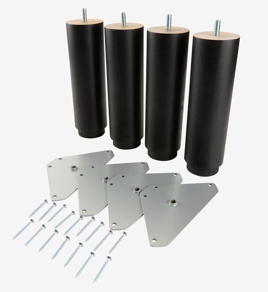 Pernas cama Ø6xA20cm RAUDSUNDA faia preto 4 unidades