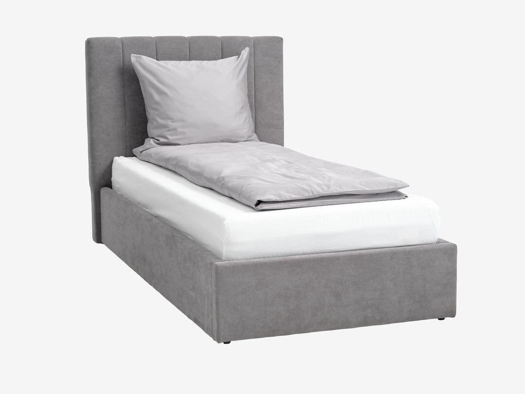 Estrutura de cama HASLEV 90x200 tecido cinzento escuro