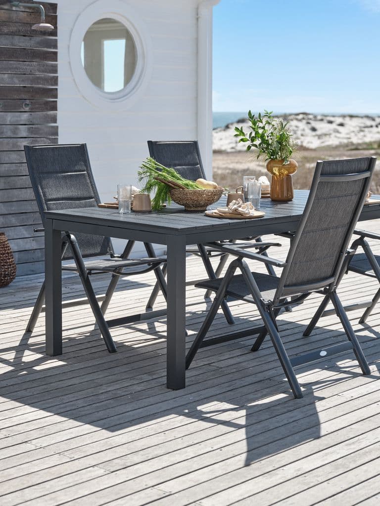 VATTRUP C206/321 mesa preto + 4 MYSEN cadeira cinzento