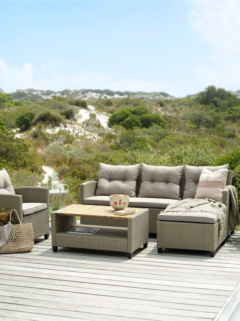 Lounge set VEN 4 lugares com chaise-lounge natural