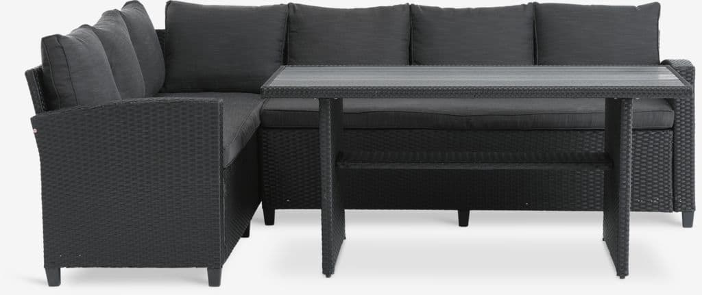 Lounge set AGERMOSE 6 lugares arrumação preto