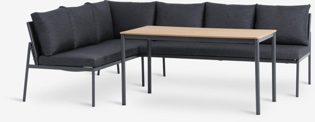 Lounge set HAFJELL 6 lugares preto