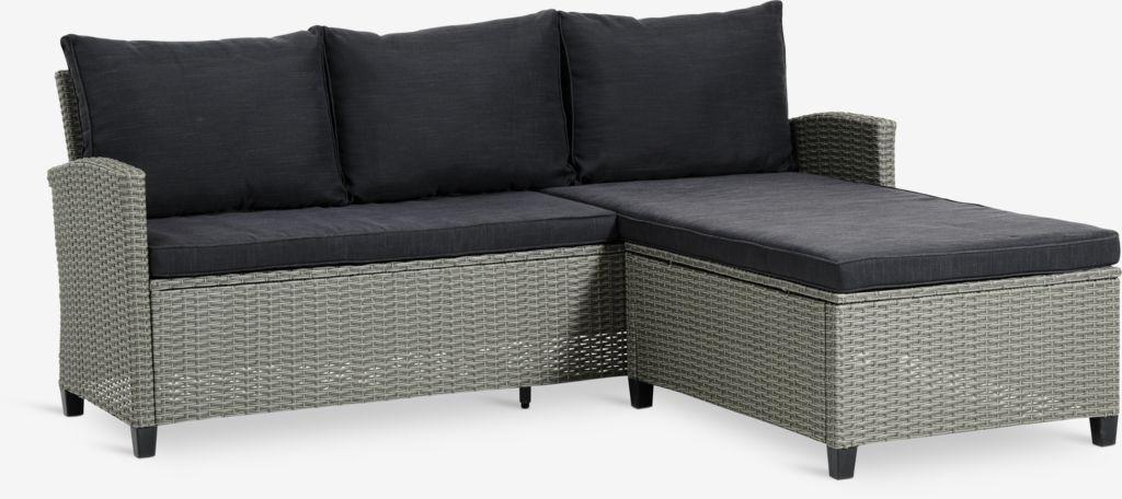 Sofá lounge com chaise-longue ONDRUP 3 lugares cinzento