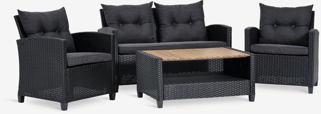 Lounge set VEN 4 lugares preto