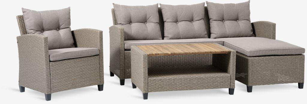 Lounge set VEN 4 lugares com chaise-lounge natural