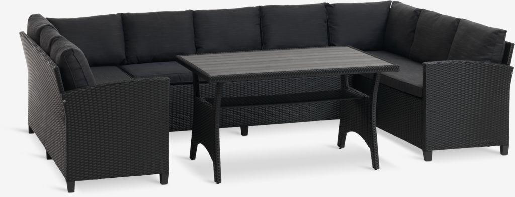 Lounge set ULLEHUSE 9 lugares com arrumação preto