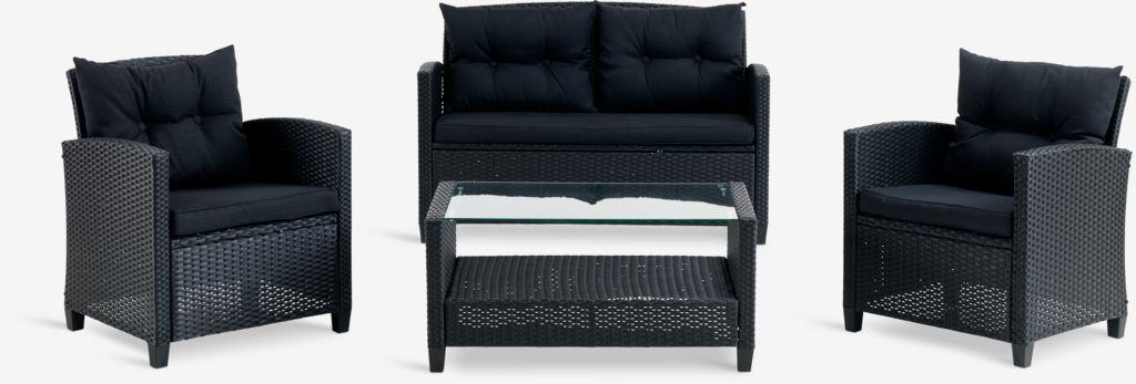 Lounge set MORA 4 lugares preto