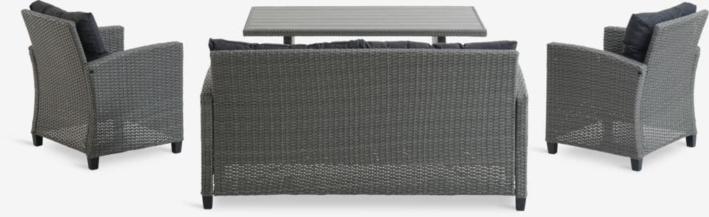 Lounge set VISBY 4 lugares cinzento