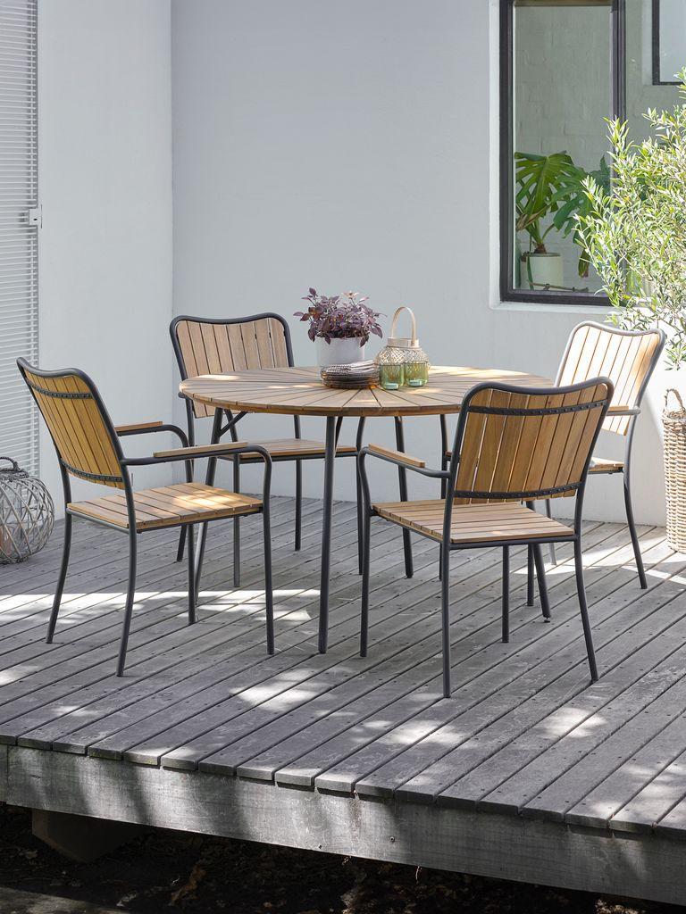 BASTRUP Ø120 mesa + 4 BASTRUP cadeira natural/preto