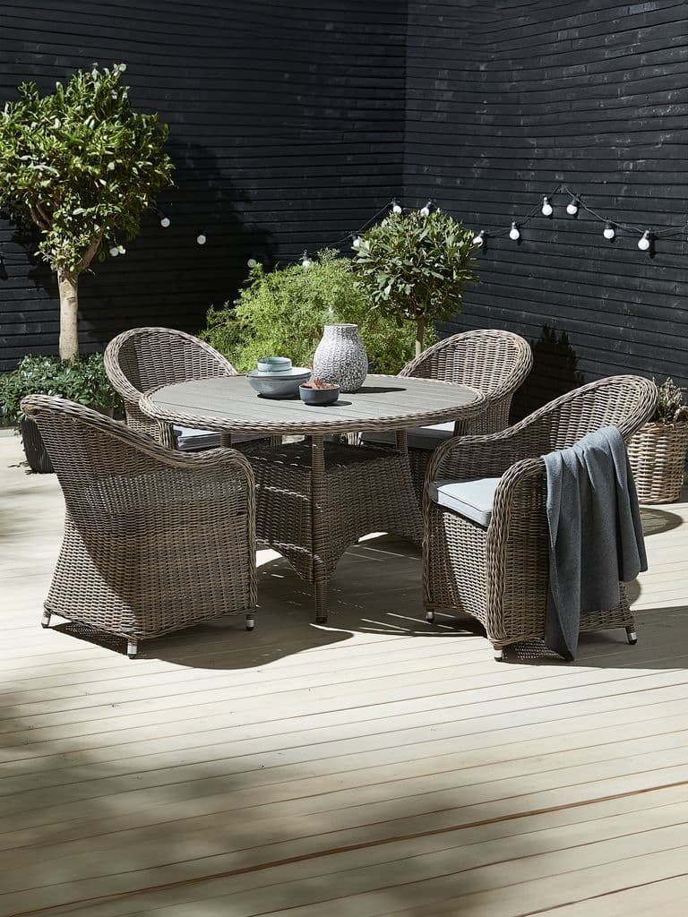 GAMMELBY Ø130 mesa + 4 GAMMELBY cadeira cinzento