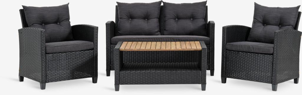 Lounge set VEN 4 lugares preto