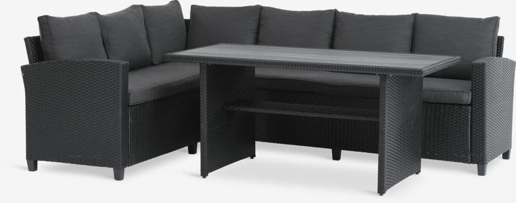 Lounge set AGERMOSE 6 lugares arrumação preto
