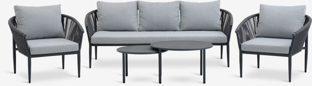 Lounge set KIRKENES 5 lugares cinzento