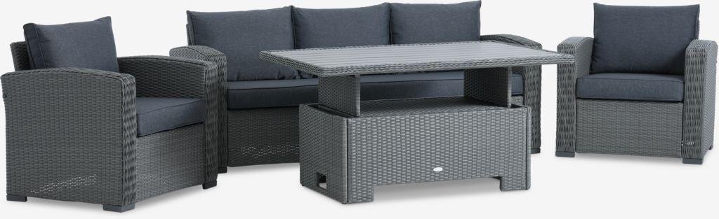 Lounge set STAVERN 5 lugares cinzento