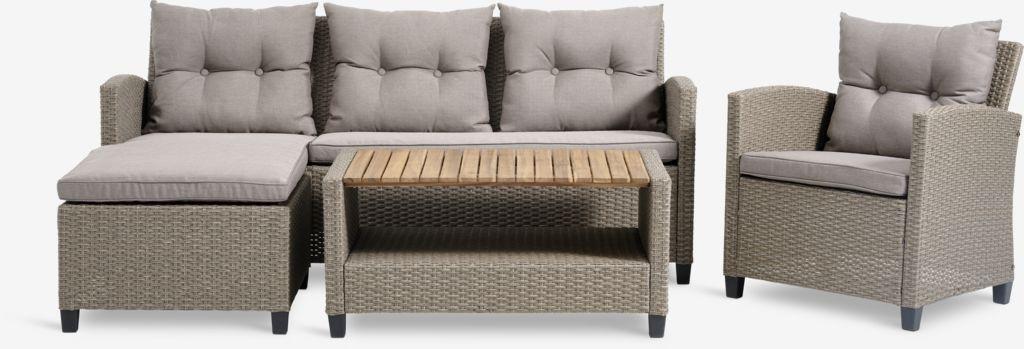 Lounge set VEN 4 lugares com chaise-lounge natural