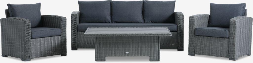 Lounge set STAVERN 5 lugares cinzento