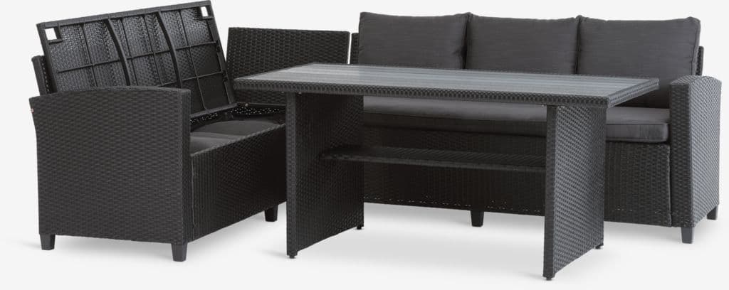 Lounge set AGERMOSE 6 lugares arrumação preto