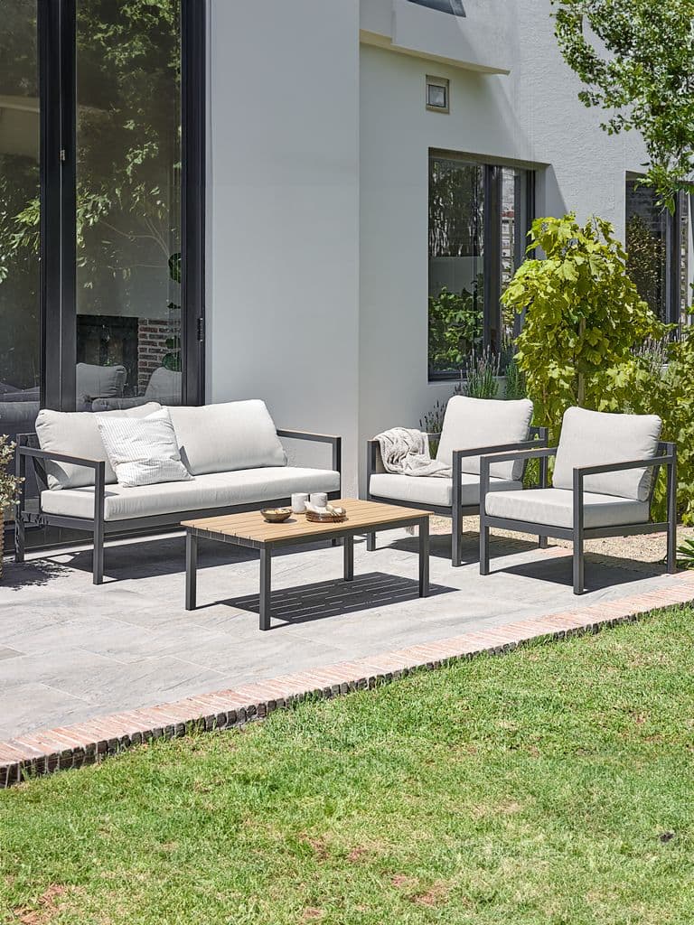 Lounge set BEJSTRUP 4 lugares cinzento