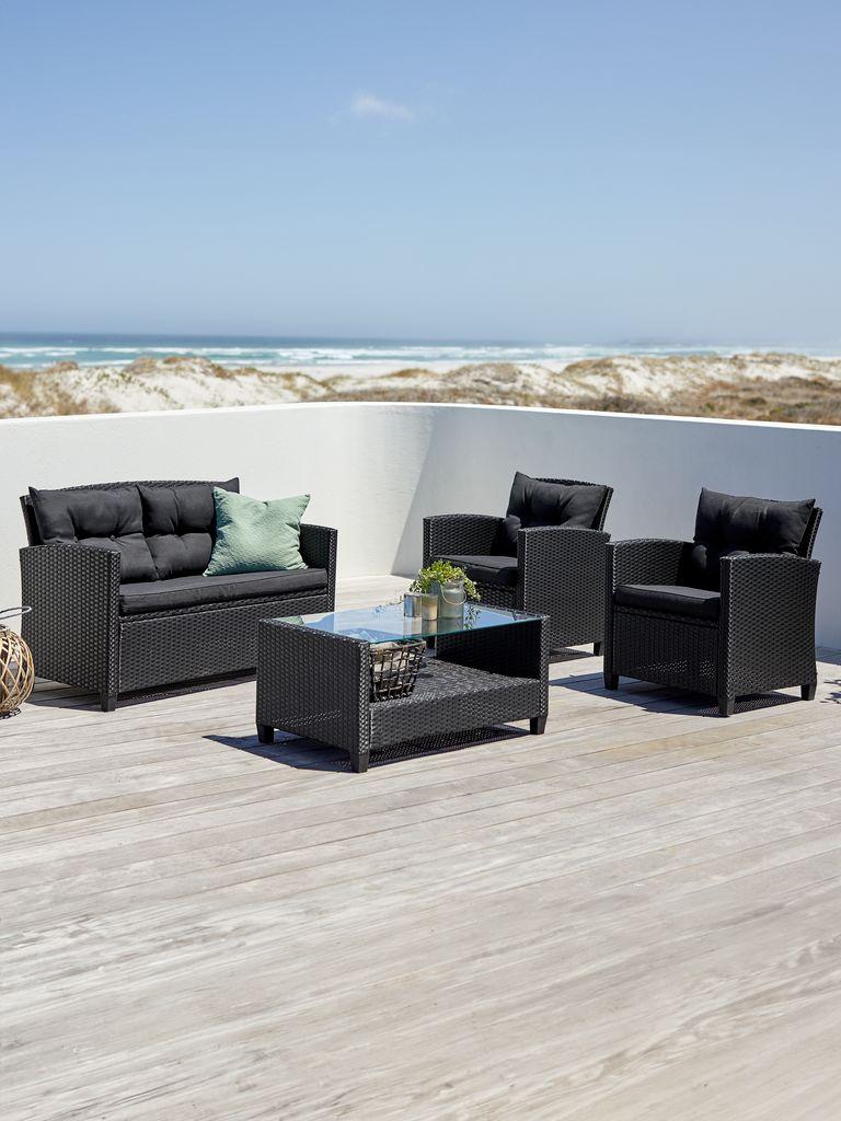 Lounge set MORA 4 lugares preto