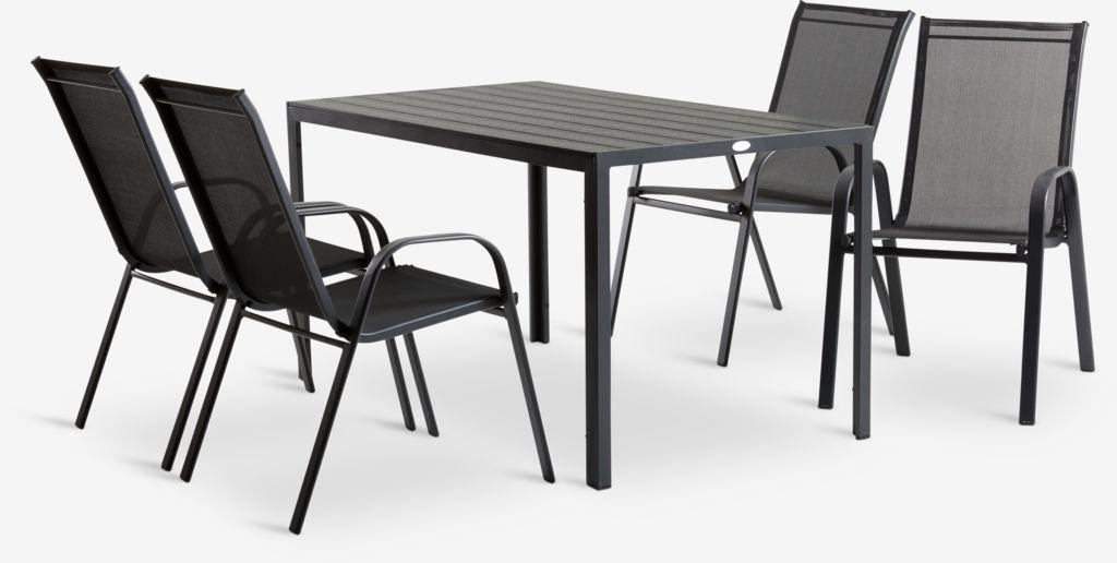 JERSORE C140 mesa + 4 LEKNES cadeira preto