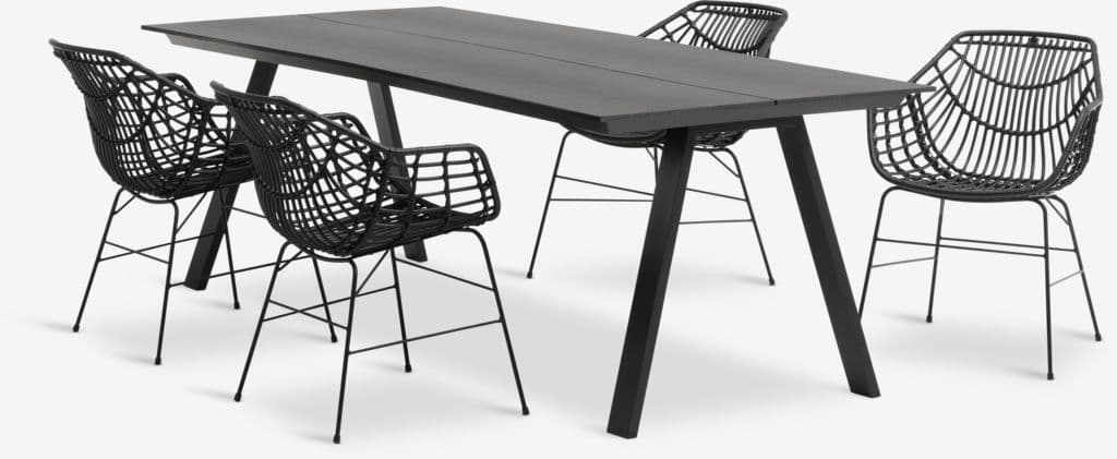 FAUSING C220 mesa + 4 ILDERHUSE cadeira preto