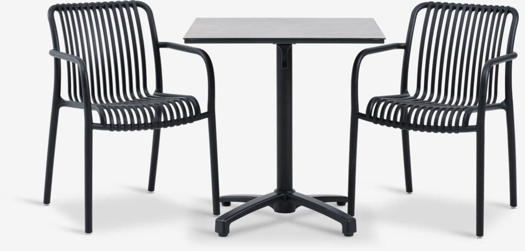 TIPMOSE C70 mesa cinzento + 2 NABBEN cadeiras preto