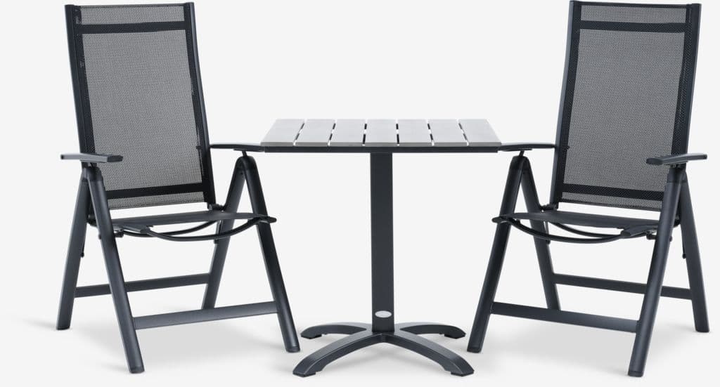 HOBRO C70 mesa cinzento + 2 LOMMA cadeira preto